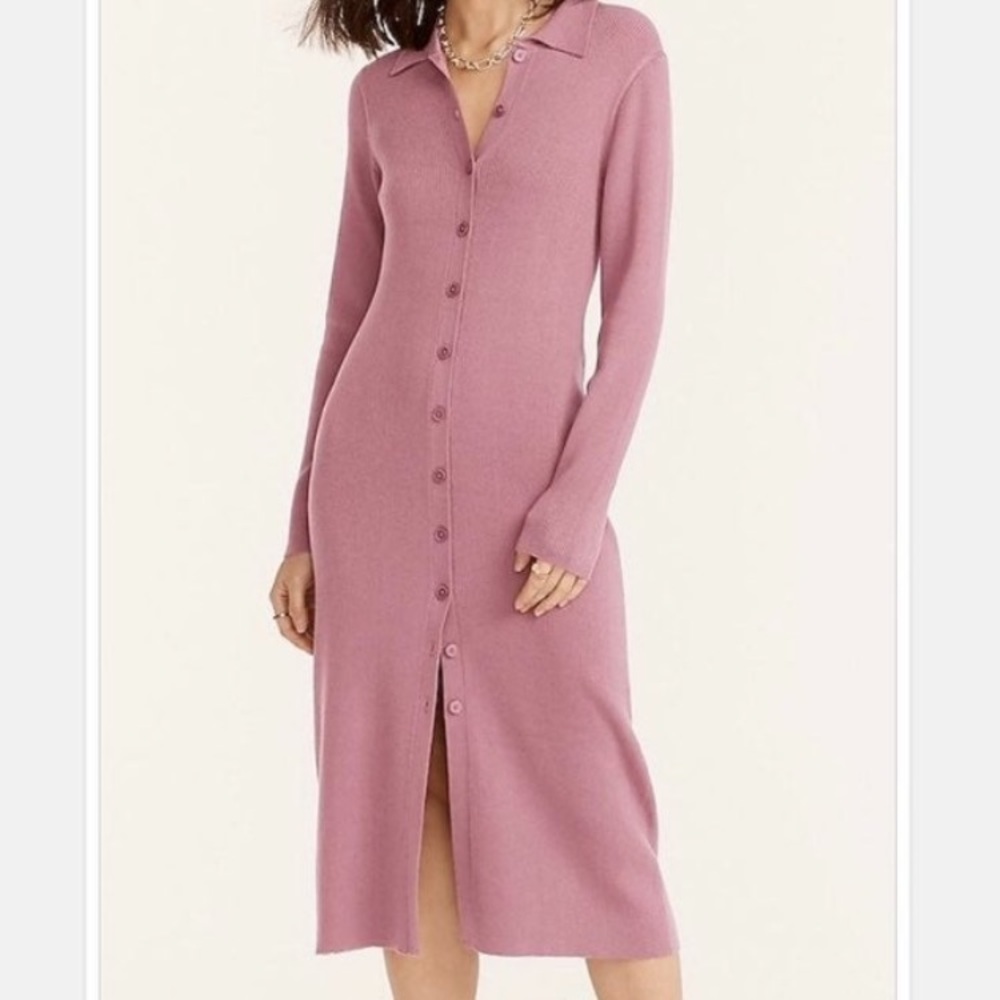 JCREW Ribbed button-front silk-blend dress